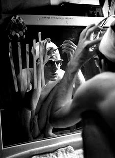 Bart Huges trepanning himself, 1965.